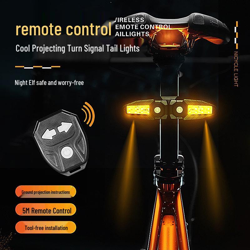 USB-aufladbares LED-Fahrradrücklicht mit Fernbedienung, Blinkern und Hupe – wasserdicht für Nachtfahrten