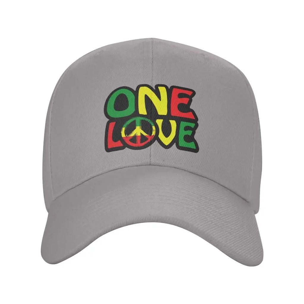 Custom Fashion Unisex ONE LOVE With Peace Symbol Baseball Cap Adult Jamaican Reggae Adjustable Dad Hat Unisex Sports Snapback Caps