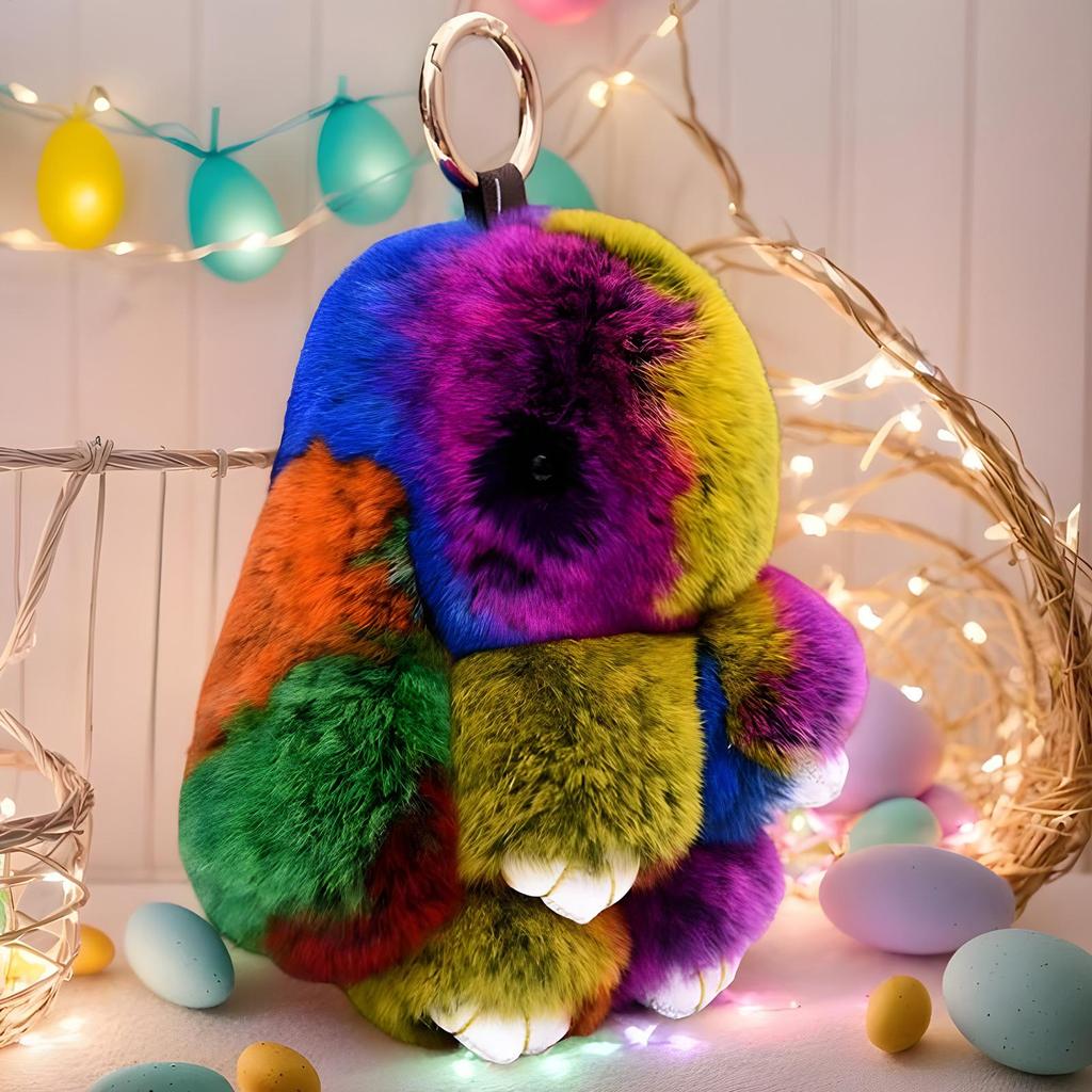 Bunny Keychain Purse Pendant Multicolor Plushies Bunny Keychain With Tin Rabbit Cute Keychain Creative Keyring Easter gift