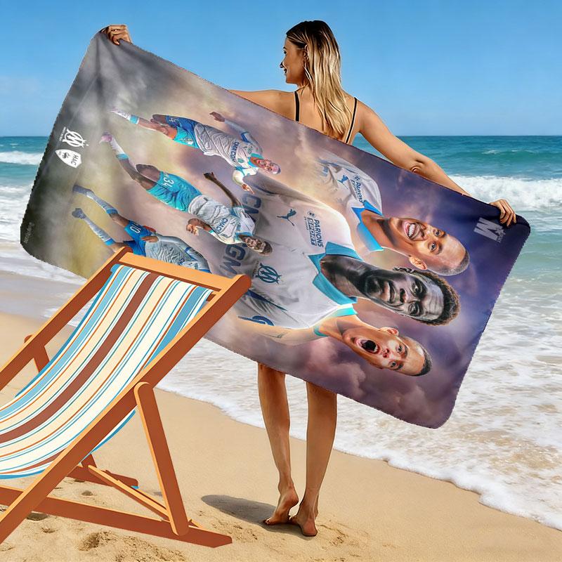Olympique de Marseille Print Beach Towel, Large Soft Quick Dry Towel for Beach Camping Swimming