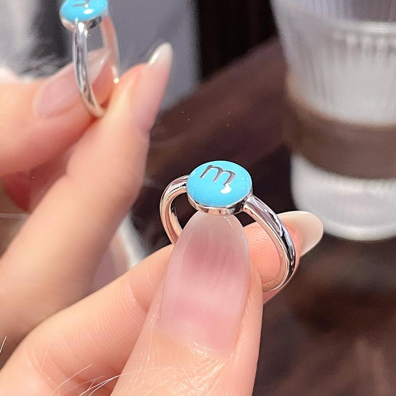 

Dopamine Fun Candy Color M Bean Open Ring Female Sweet Cool Simple Fashion Index Finger Ring Cartoon Ring