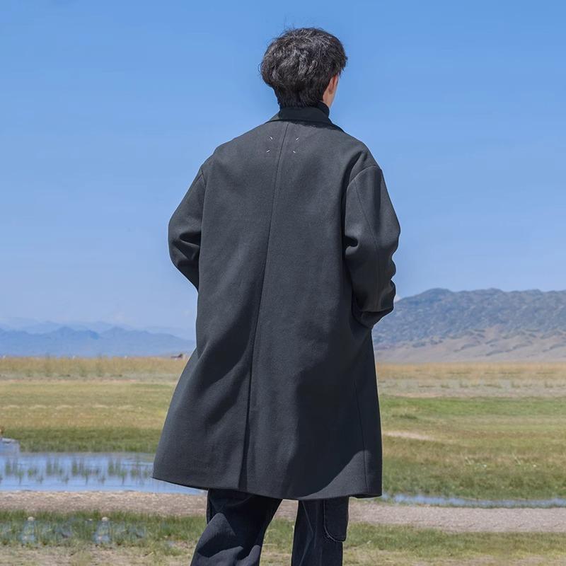 Spring and Autumn Men's New Mid-length Woolen Trench Coat