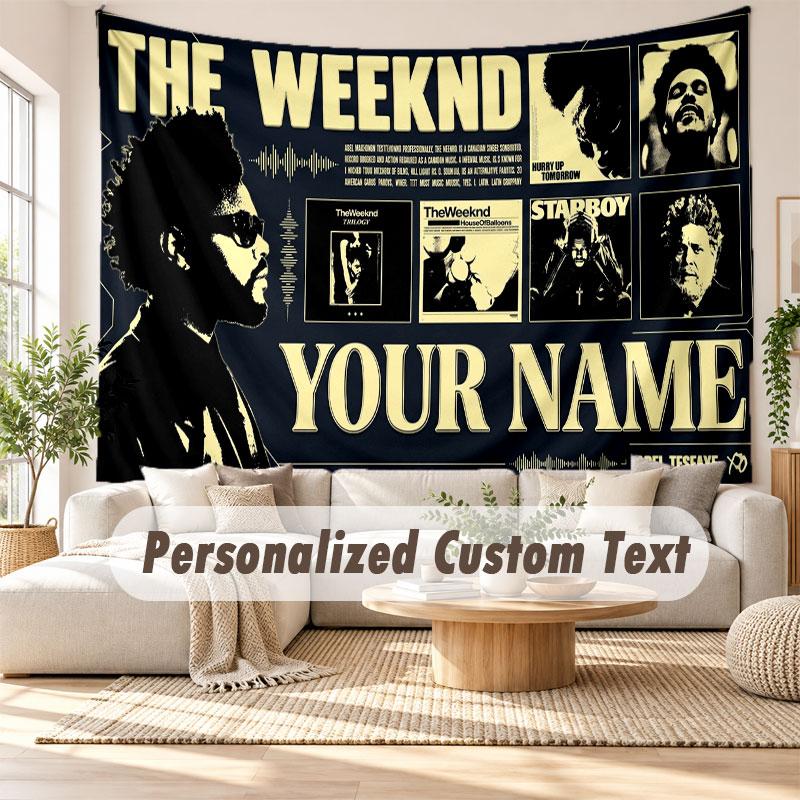 Wandbehang mit individuellem Namen, Dekorative Hintergrund-Tapestry von The Weeknd für Wohnheim, Zuhause