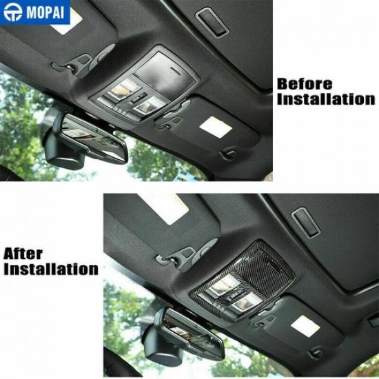 Car Front Reading Light Lamp Cover Trim for Dodge Challenger 2010+ Carbon Fiber