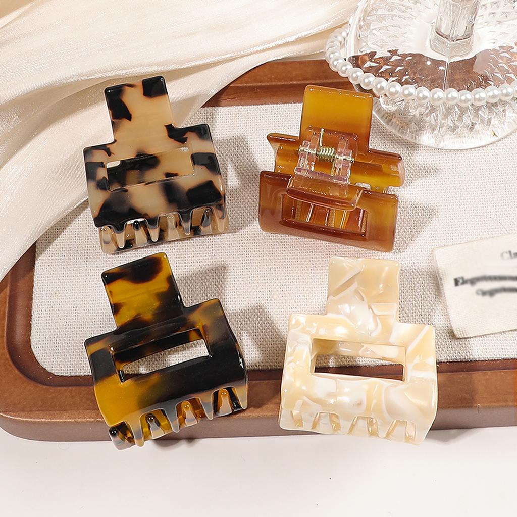 Leopard Acetate Colorful Square French Hair Claws Small Hair Clips for Girls,Back of Head Ponytail Hairpins Hair Accessories
