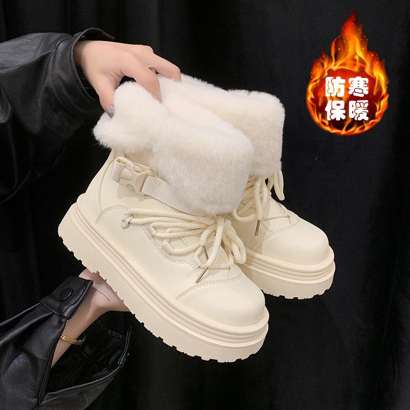 

Женские зимние теплые ботинки большого размера на мягкой подошве с мехом, ботильоны до щиколотки с подкладкой, противоскользящие, для пеших прогулок, повседневные, спортивные, хлопковые ботинки 40