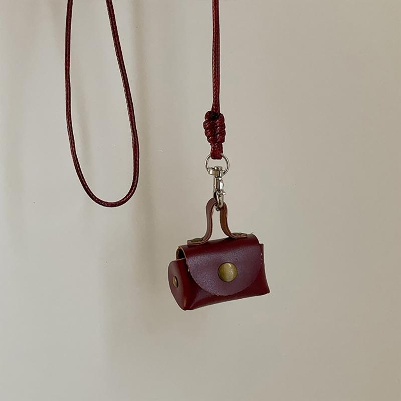 Vintage Robuster Leder-Halsbeutel zur Aufbewahrung von Kopfhörern und Münzen Kleine Lange Designs für Modische Frauen Damen