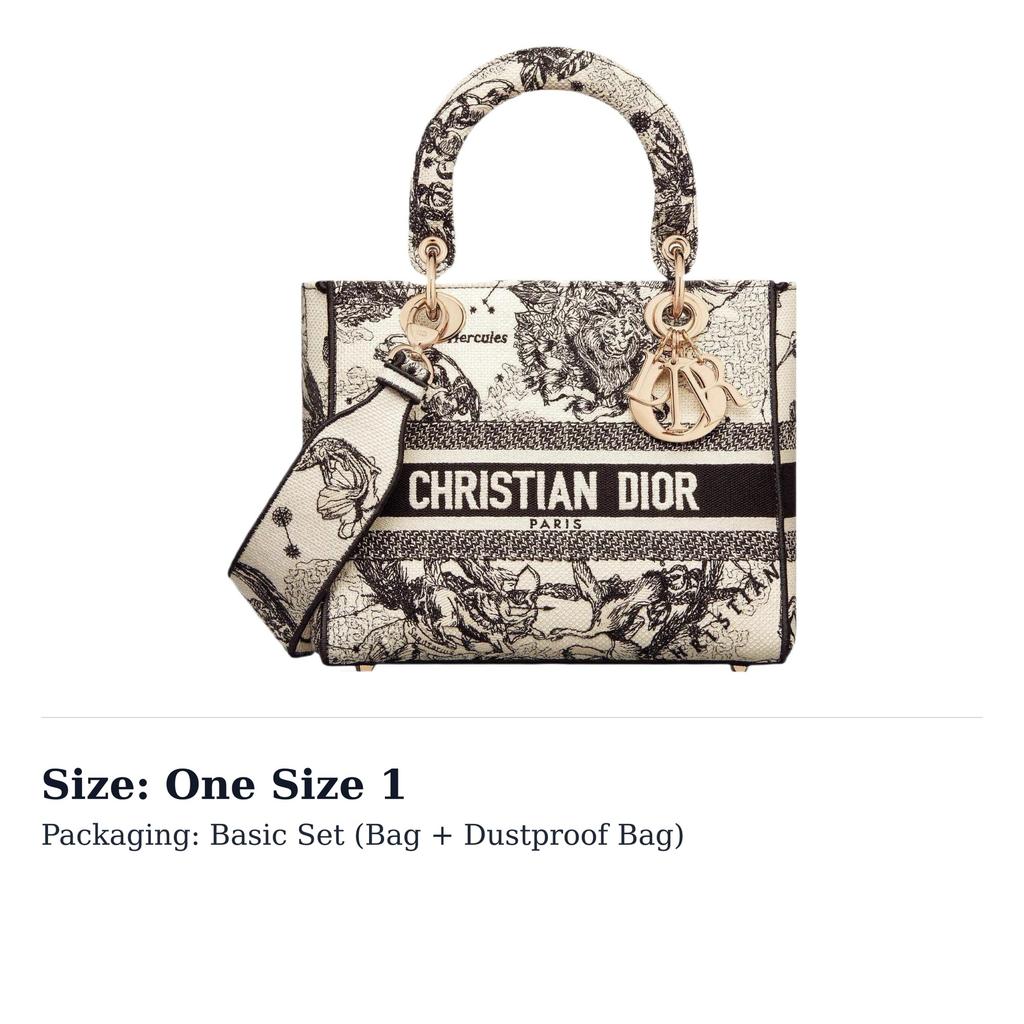 Dior Lady D Lite Embroidery Handbag, Shoulder Bag, Crossbody Bag, Handbag Medium Women's Milk White M0565ORHZ-M941