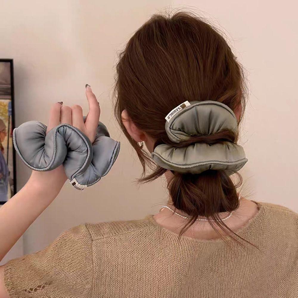 Elastic Pillow Hair Scrunchies Sponge Sleep Three-Dimensional Hair Bands Satin Filled Comfortable Wear Head Ropes