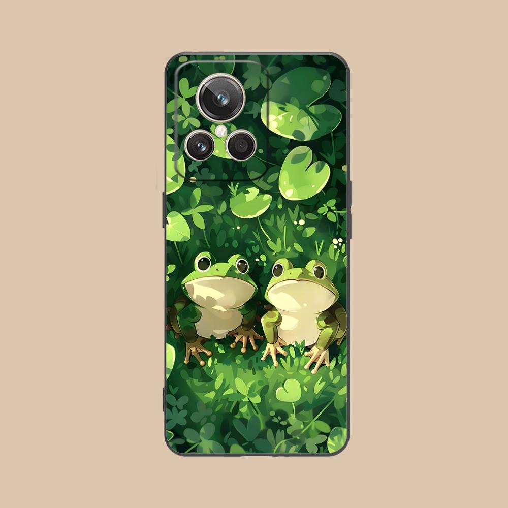 

Kawaii Frog Phone Case for Realme 15 14 13 12 11 10 9 Pro Plus T i Lite 5G Soft TPU Shockproof Cover realme 9i 5G