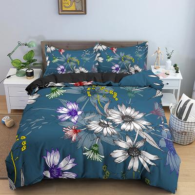 Floral Print King Queen Full Size Bedding Set Luxury Queen Duvet Cover Set Leaves Flower Polyester Quilt Cover for Adult Kids
