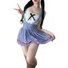 Small fresh blue and white plaid maid sweet lace tube top strap plaid sexy 0