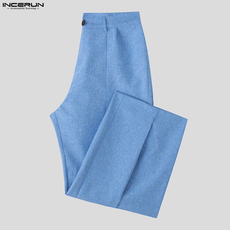 INCERUN Men Sets Lapel Neck Wrap Blazer Tops and Trousers Long Pants Casual Suits Outfits