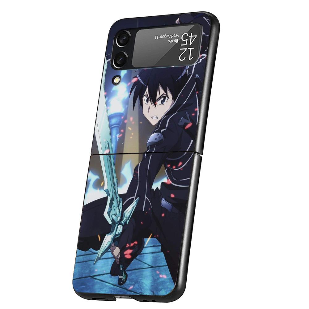 Sword Art Online Anime Cover Phone Case For Samsung Galaxy Z Flip 7 6 5 4 3 5G Flip7 Flip6 Flip5 Flip4 Flip3 Black Fundas Shell