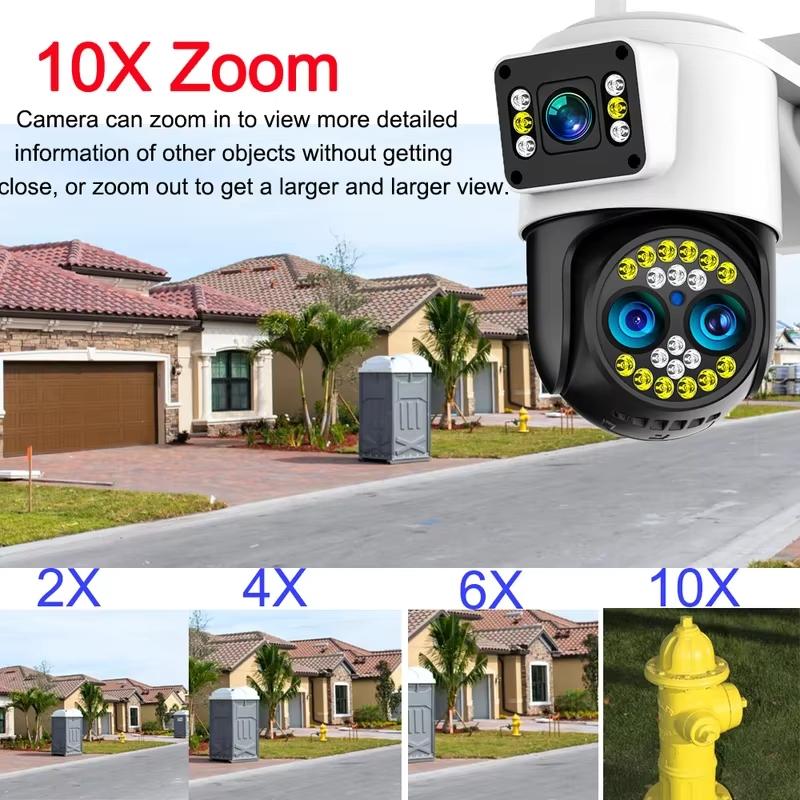 4K 8MP 10X Zoom WiFi Security Camera Outdoor 3 Lens 2 Screens Two-Way Audio Motion Detection Video Surveillance CCTV IP Camera Yoosee