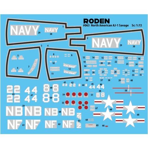 Roden 1/72 Scale US Navy North American AJ-1 Savage Carrier-Based Attack Aircraft with Nuclear Bomb, Plastic Model Kit RE72063, Molded in Color
