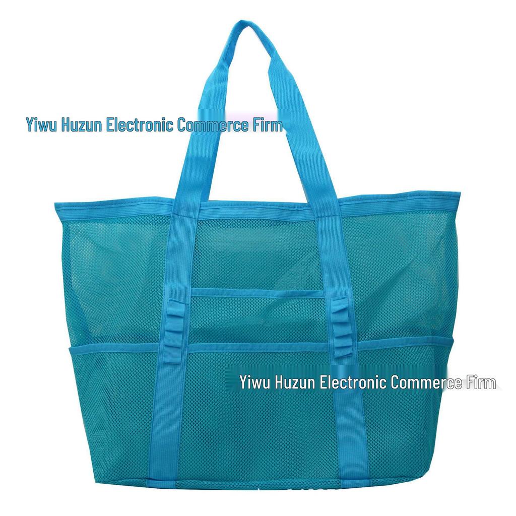 Women's Summer Mesh One-Shoulder Beach Tote Bag - Large Capacity and Breathable Toiletry Organizer.