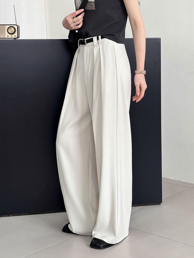 Modische plissierte Hose mit weitem Bein für Damen, hohe Taille, gerade, locker, Anzughose, weiblich, Frühling 2026
