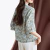 Summer new fashion temperament printed lapel silk short-sleeved shirt mulberry silk shirt shirt shirt top