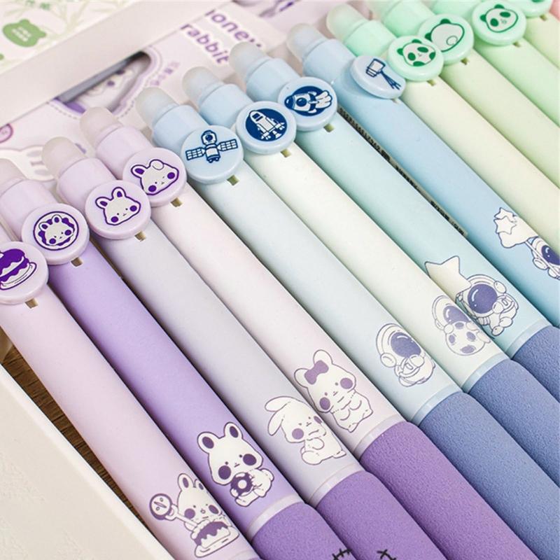 4Pcs Erasable Gel Pen Cartoon Gel Pen 0.5mm Tip Smooth To Write Quick Dry Retractable Gel Pen for Writing Journaling