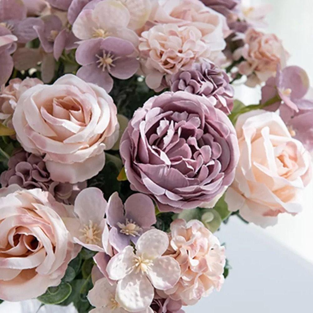 7 Forks Artificial Rose Flower Multicolor Photo Props Faux Peony Flower DIY Accessories Floral Arrangement Wedding Ornament