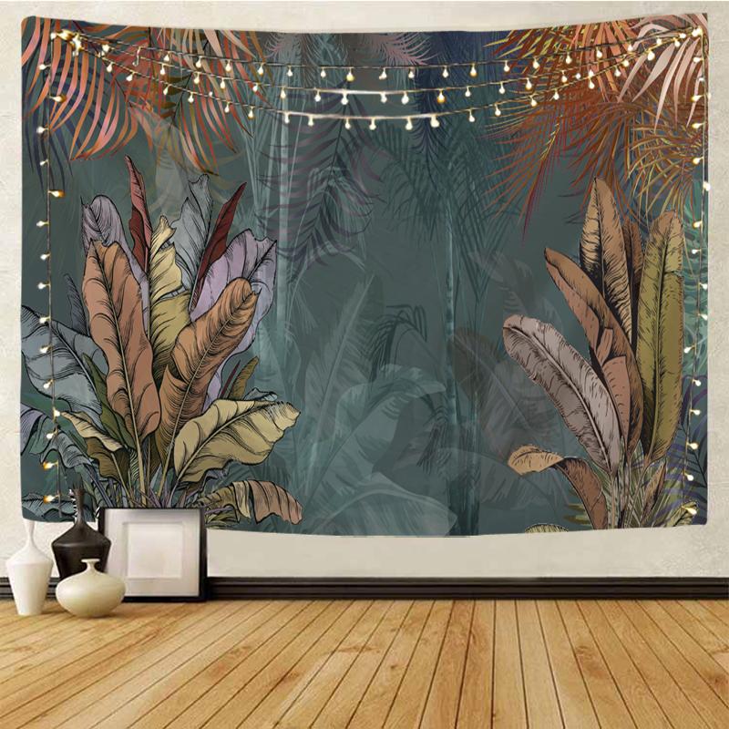Flamingo Green plant tapestry Bathroom Hawaii Flower  Printing Cactus Succulent Shower Selva Hanging Cloth Home Decor Tapestry