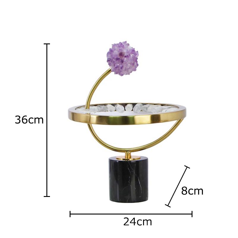 

Natural Crystal Flower Landscape Ornaments Marble Base Desk Decoration Gold-plated Artwork Modern Crafts Room Aesthetic Decor