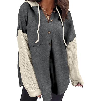 Autumn and Winter Sweater Patchwork Hooded Sweatshirt Casual Women’s Jackets & Coats