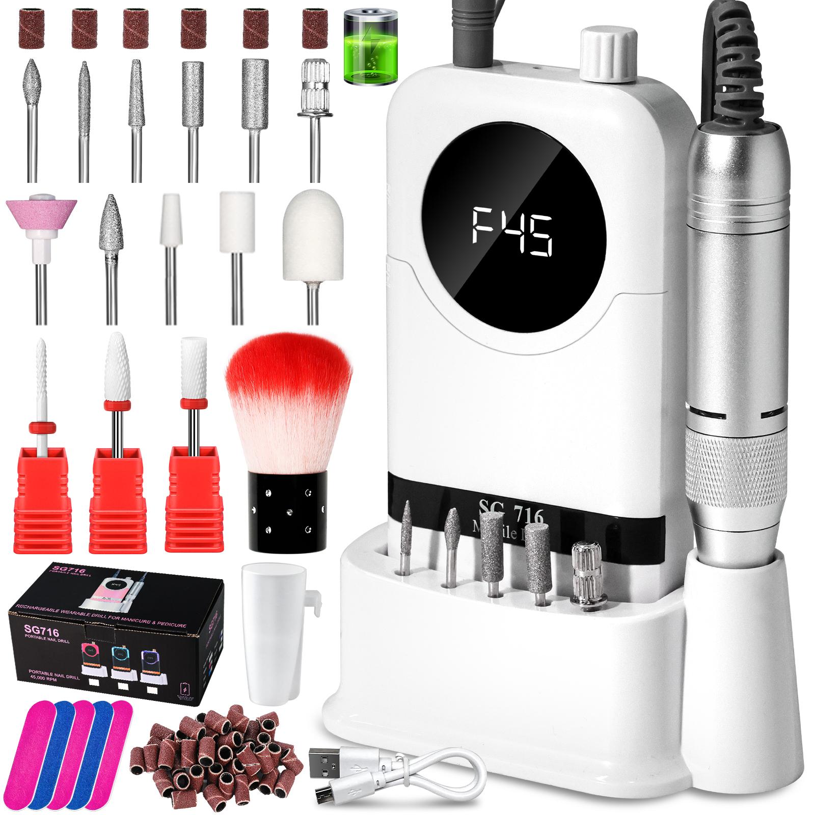 

45000RPM Rechargeable Electric Nail Drill Professional Nail Polishing Machine Low Noise Nail Sander File For Manicure Salon