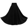 Womens Solid Color Ruffle Skirt High Waist Elastic Waistband Dance Skirt Ballroom Dance Stage Performance Practice Costume