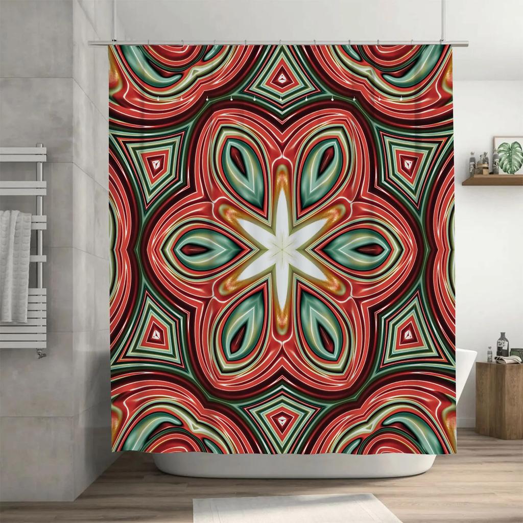 Decorative Bathroom Shower Curtain with Colorful Geometric Patterns for Home Decoration Showercurtain