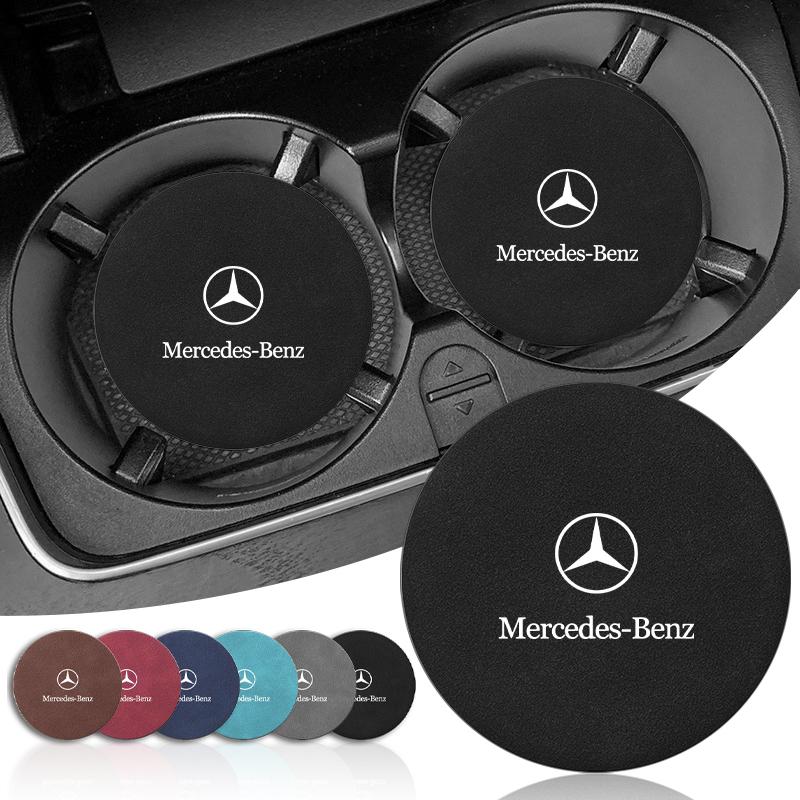Badge Car Cup Coaster Waterproof Non-Slip Sift-Proof Spill Saucer For Mercedes-Benz AMG C500 C200 C300 A B C E GLA CLA GLK GL ML GLE W204 W205 W203