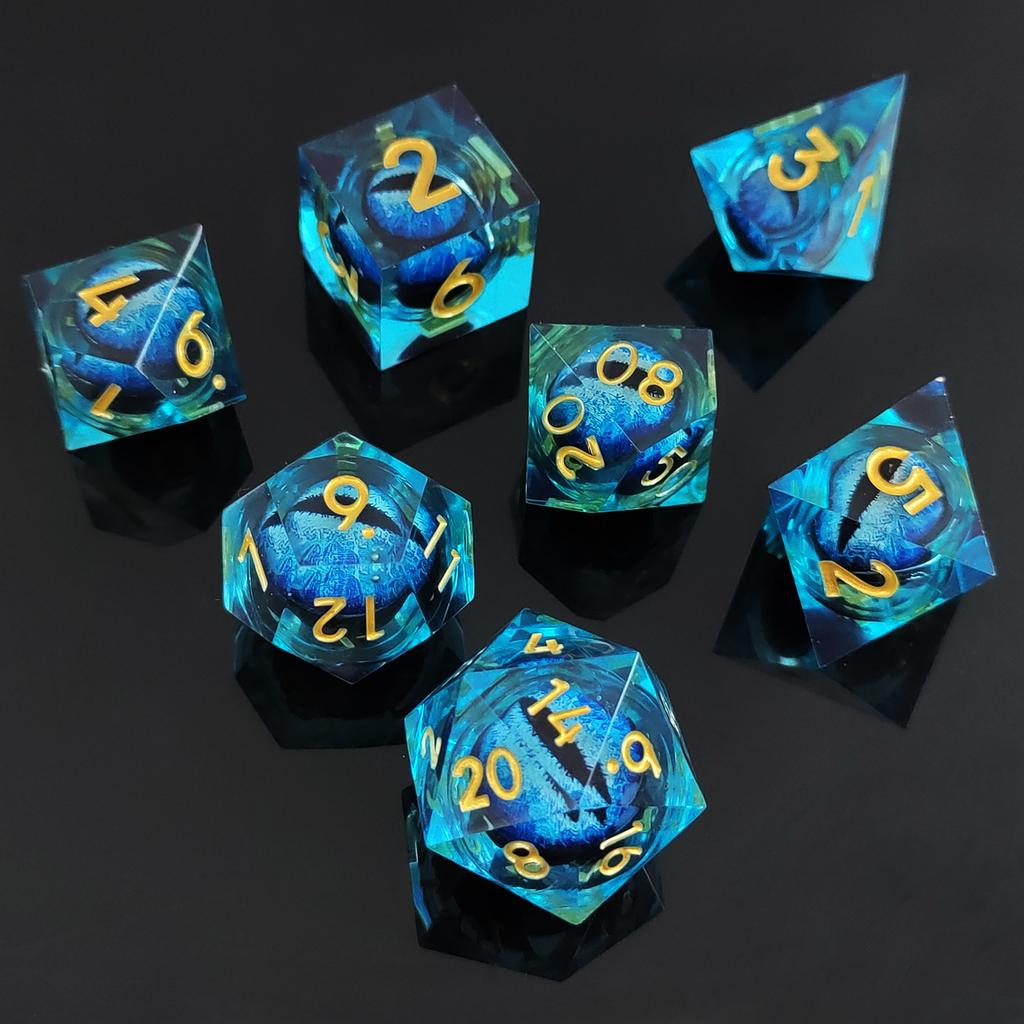 7 szt./zestaw DND D20 Płynne Kostki Flow Eye do COC Dungeon and Dragon Pathfinder RPG Gry Fabularne Zabawki na Imprezę Akcesoria