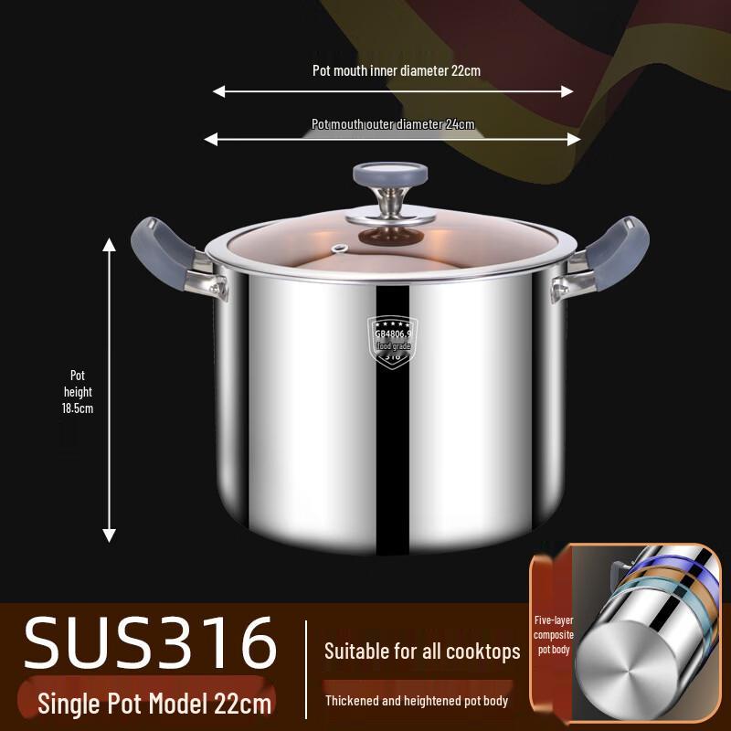 Handun 316 Stainless Steel Large Capacity Soup Pot