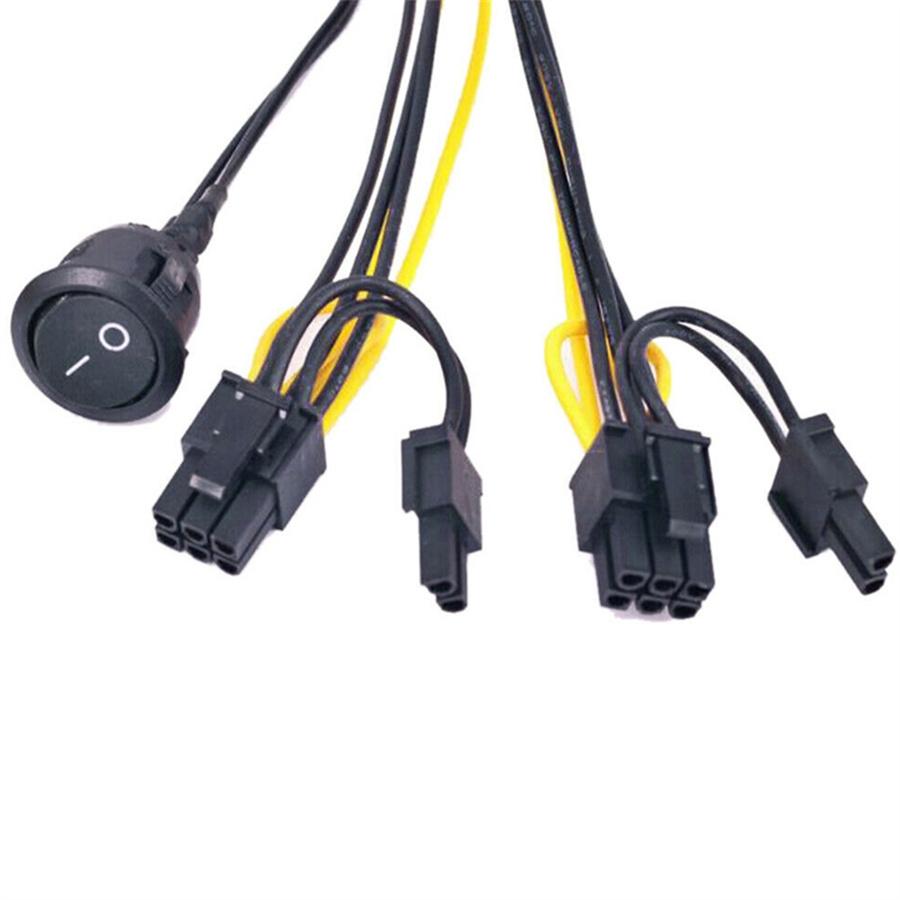 For PCIe Graphic Card ATX Power Supply Cable 24P To Dual 8P(6+2) w/On Off Switch