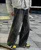 Nombeule Back Elastic Plain Wide Denim Pants [Black]