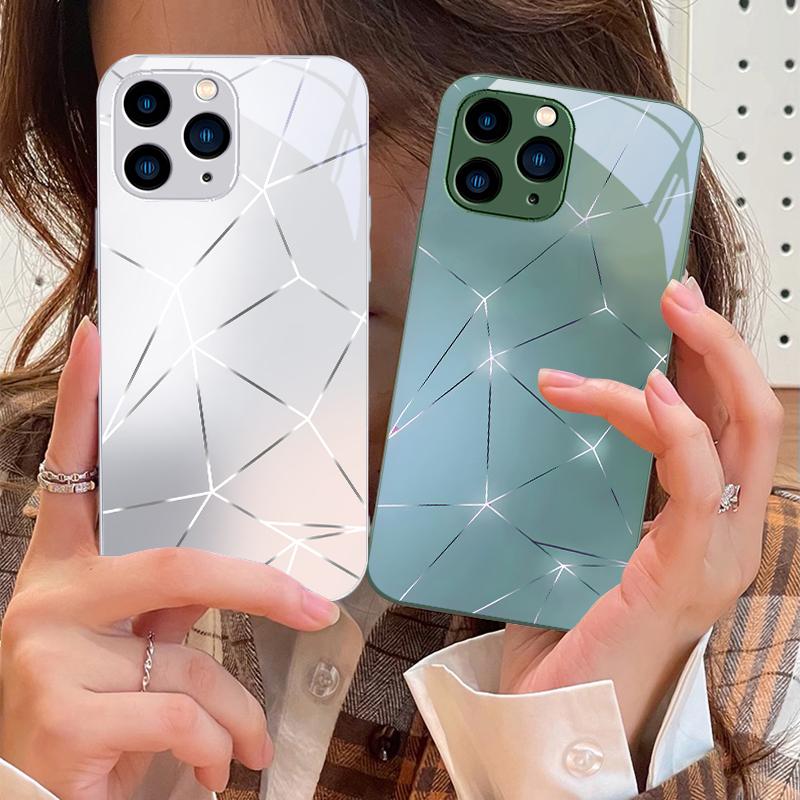 Custodia per telefono in Vetro Temperato Lingge Dazzling Light Per IPhone 16 Pro Max 15 Pro 14 13 12 Mini 11 XS Max XR 7 8 Plus SE 2022