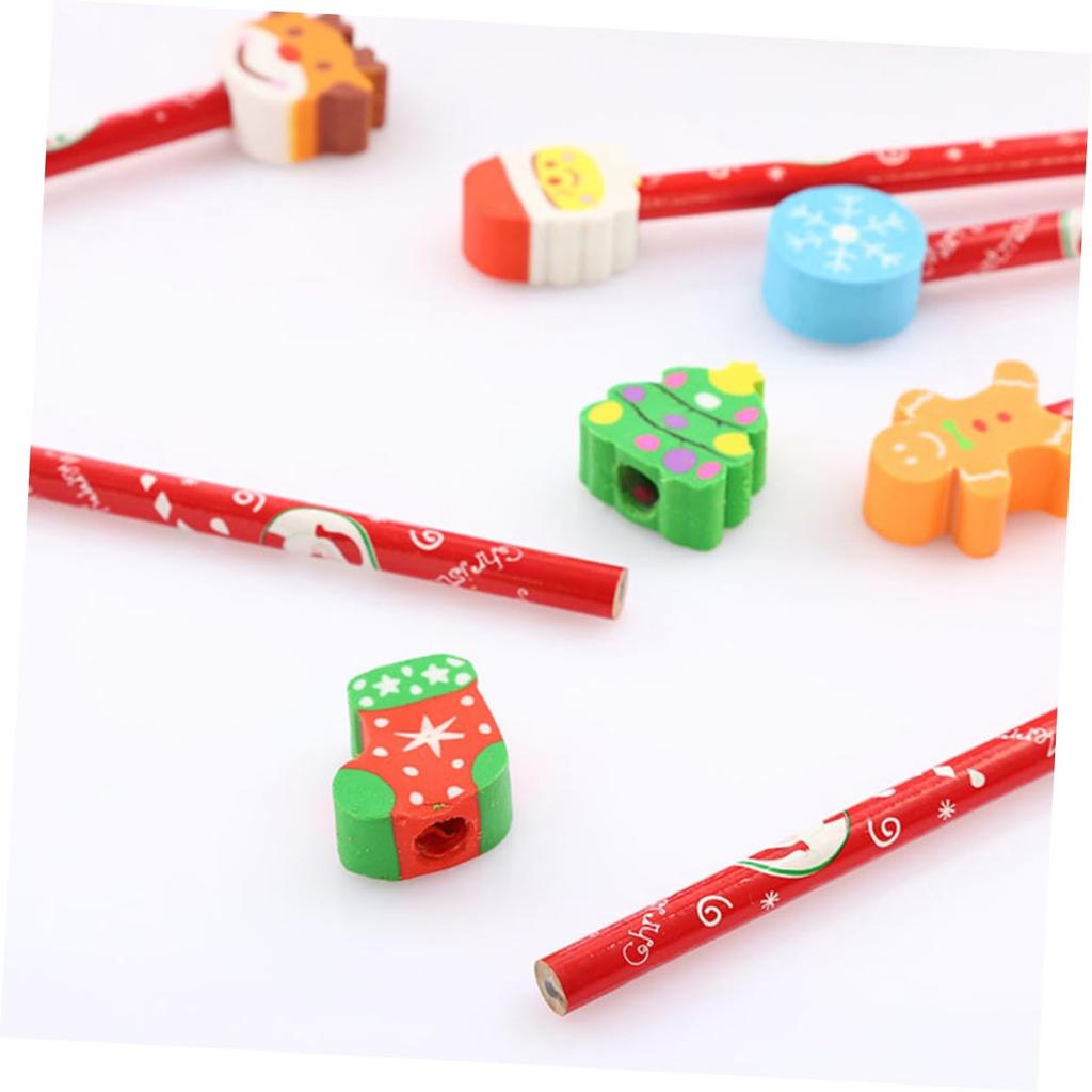 25 Christmas Christmas Kids Christmas Goods Bag Christmas TPR Pencils with Assorted for School Pencils, Stationery, Filler, Eraser, Wooden, Colors,