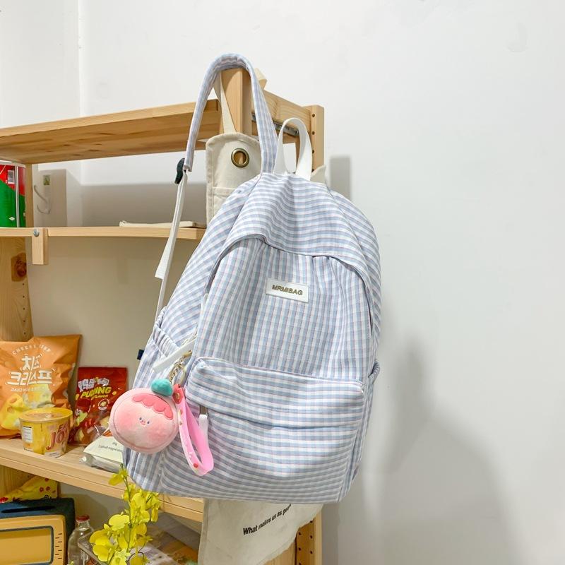 Literary plaid schoolbag female Harajuku junior high school student campus backpack fresh college student shoulders