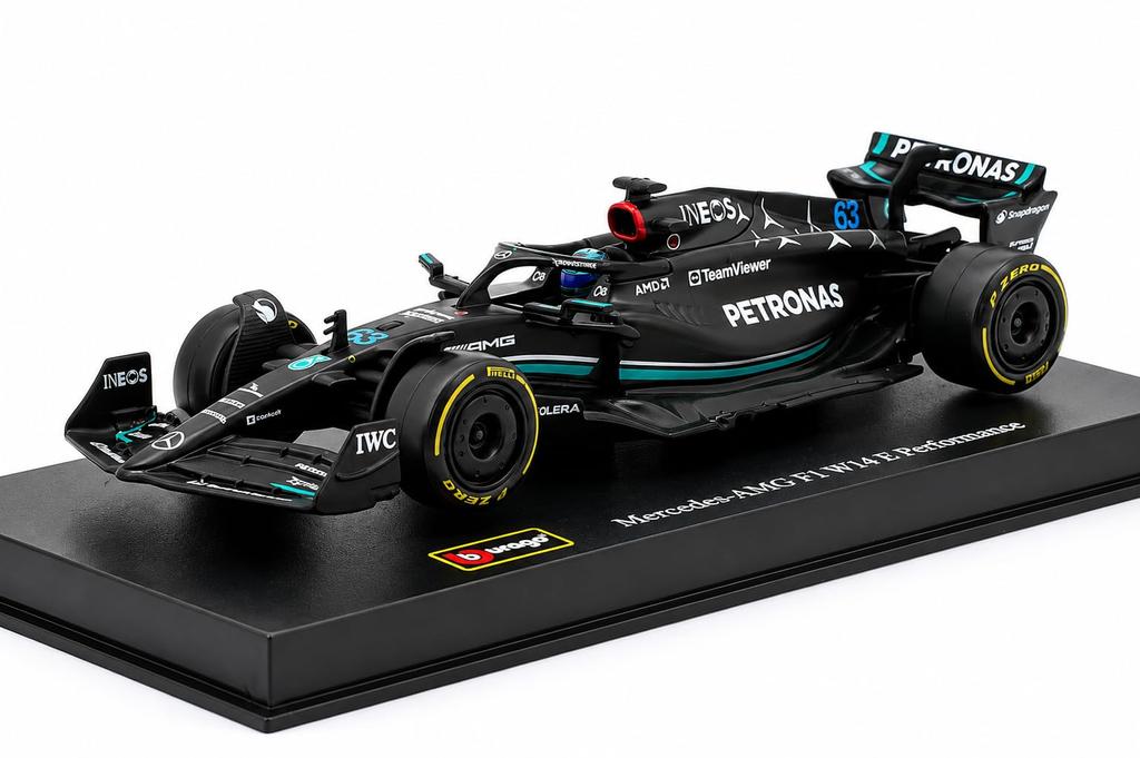 Blagó F1 Die-Cast Car 1/43 Scale Mercedes-Benz AMG W14 2023 George Russell Driver Figure Included #63 Signature Series