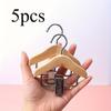 5pcs Mini Wooden Hangers with Stainless Steel Clips - Pet Clothing And Accessories Hanger, Polished Finish, Space Saving Design