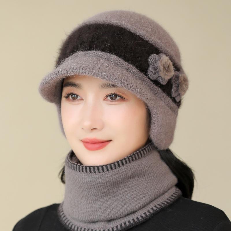Winter Hat Women's Thickened Wool Cap Cap Fleece Warm Ear Protector Knitted Hat