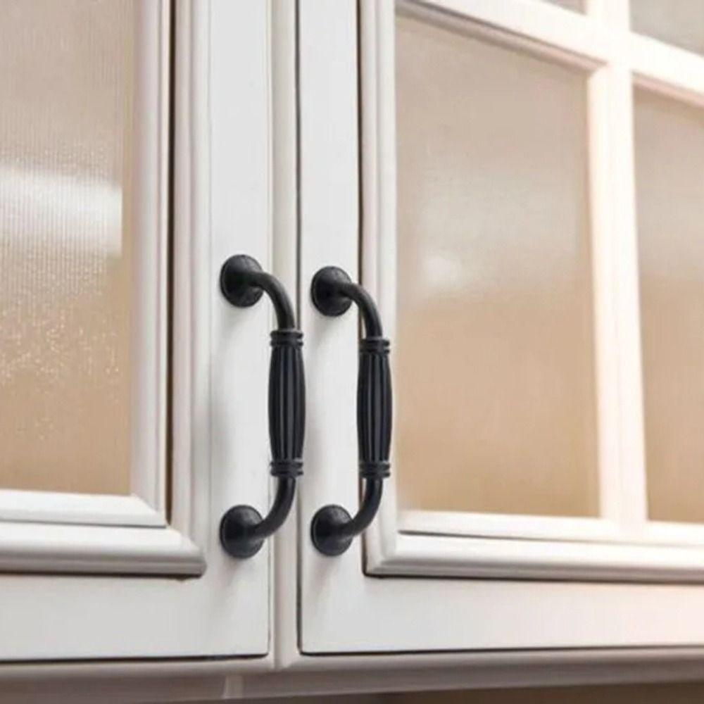 Aluminum Alloy Arched Cabinet Door Handles Minimalist Light Luxury Drawer Handle Black Retro Style Furniture Handles
