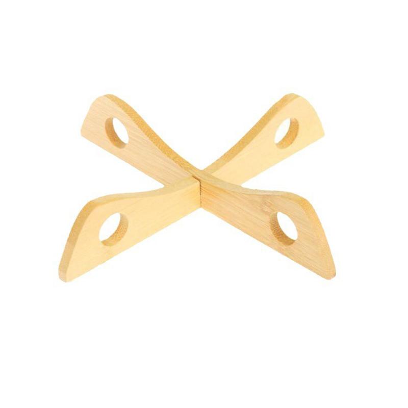 

Heatproof Bamboo Pot Rack Cross-Shaped Pot Stand Home Use Long Base Mat for Plate Bowl Drain Dishwasher Safe Kitchen Accessory 20cmx4cm