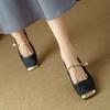 New Chinese style Mary Jane women's shoes spring thick heel cheongsam shoes medium heel horse skirt shoes small fragrant style square head singl