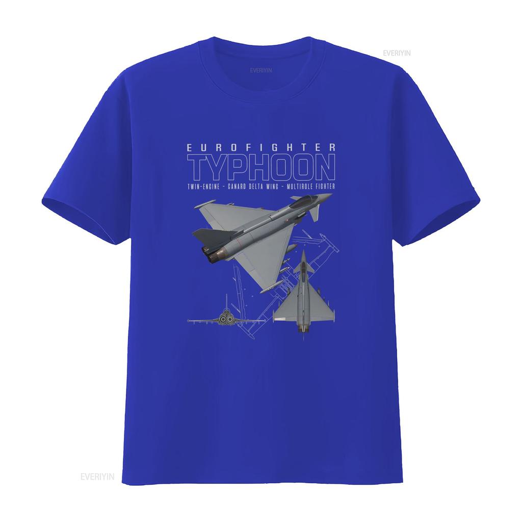 Unisex T-Shirt Kurzarm Mit Schematischem Druck Des Eurofighter Typhoon T-Shirt Lässig Thema Luftfahrt Flugzeug Vintage