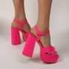 Large size women's shoes new sexy wind open-toed bow waterproof table thick high-heeled fashion sandals