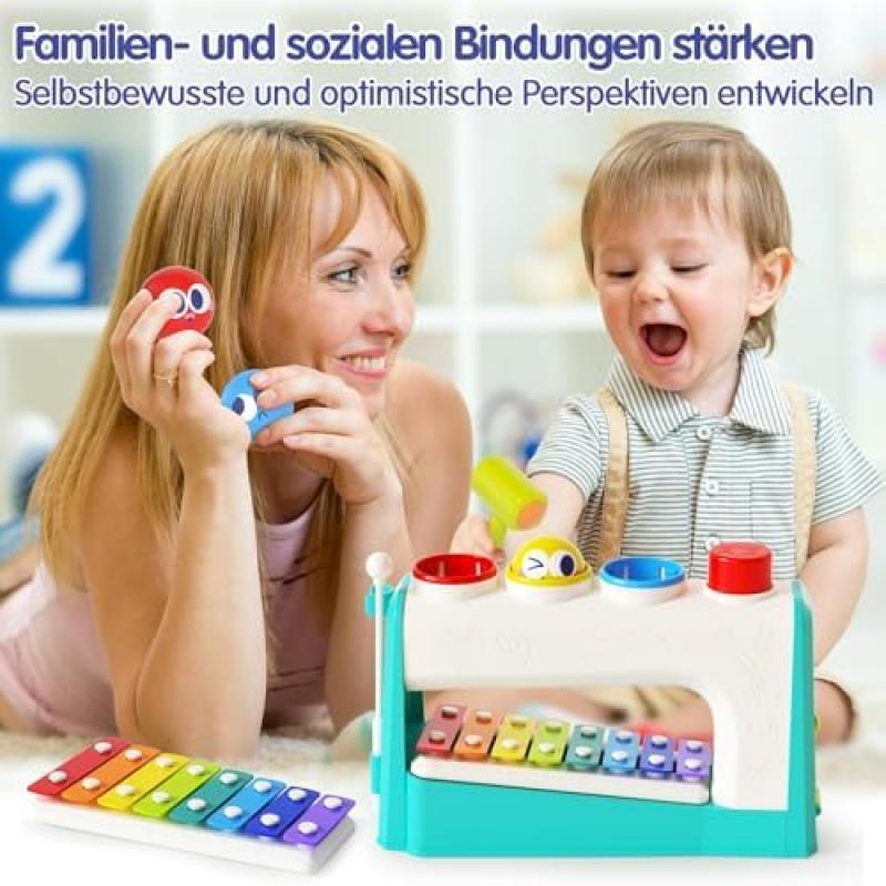 HOLA Toddler Toys 1+ Years, Hammering Xylophone Musical Toy for Boys Girls, 12+ Months Baby Gift, Montessori Educational Toy