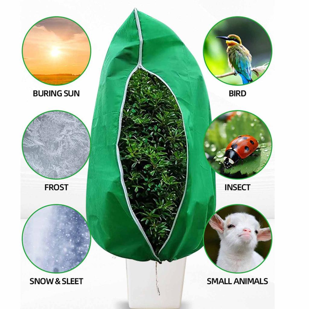 Thickened Non-Woven Plant Cover – Zipper Drawstring Frost &-Proof Protective Bag for Fruit Trees & Garden Plants
