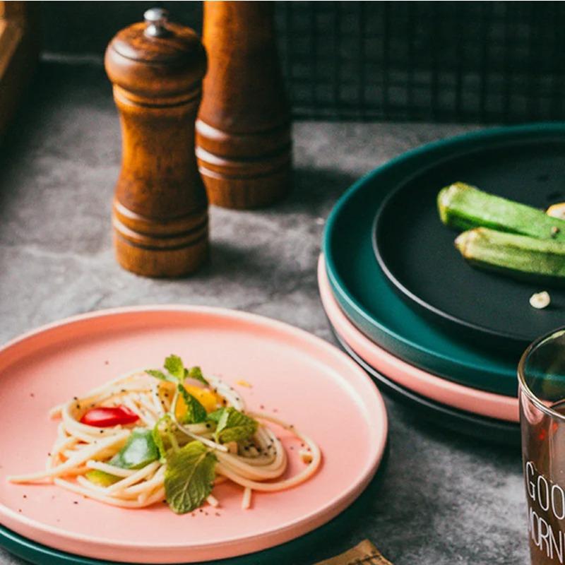 

Nordic Ceramic Western Dinner Plate Steak Plate Creative Western Breakfast Plate Flat White Household Dinner Plate Dish